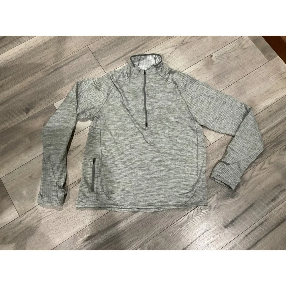 Nike Dri-FIT Womens Half Zip Running Top Grey Space‎ Dye Waffle Fleece Medium
